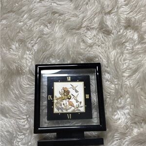 Vintage Black & Glass Quartz Clock | Gold Roman Numerals